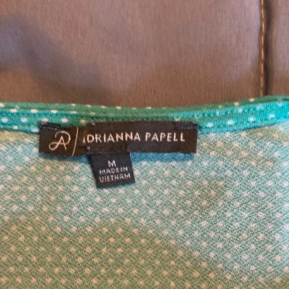 Adrianna Papell Turquoise Ruffle V-Neck Blouse - Picture 3 of 3